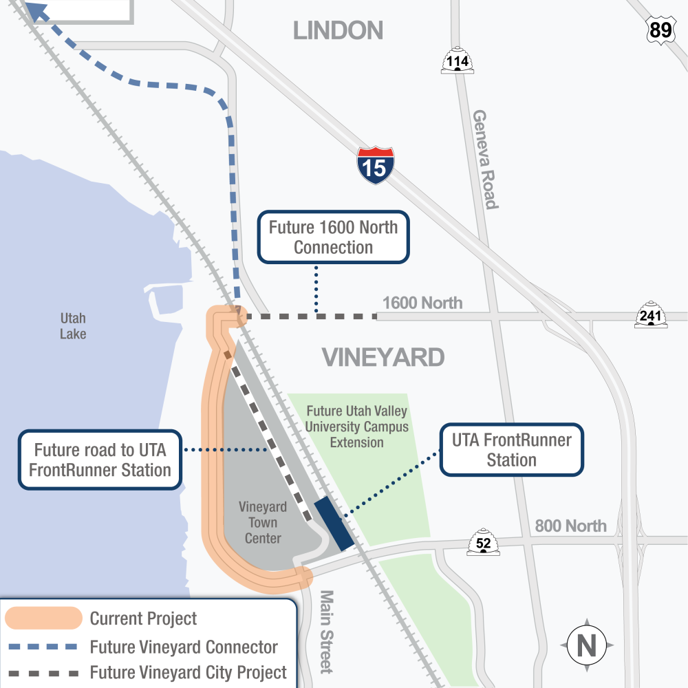 The project will extend the Vineyard Connector from 800 North to 1600 North in Vineyard. 