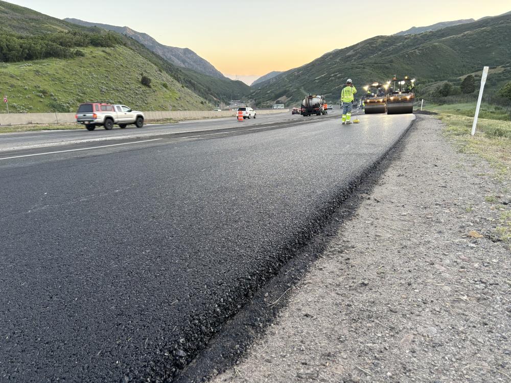 New pavement on I-80 on-ramp from SR-65