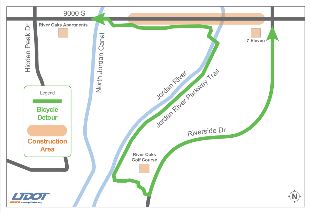 Jordan River Ped/Bike Detour Map