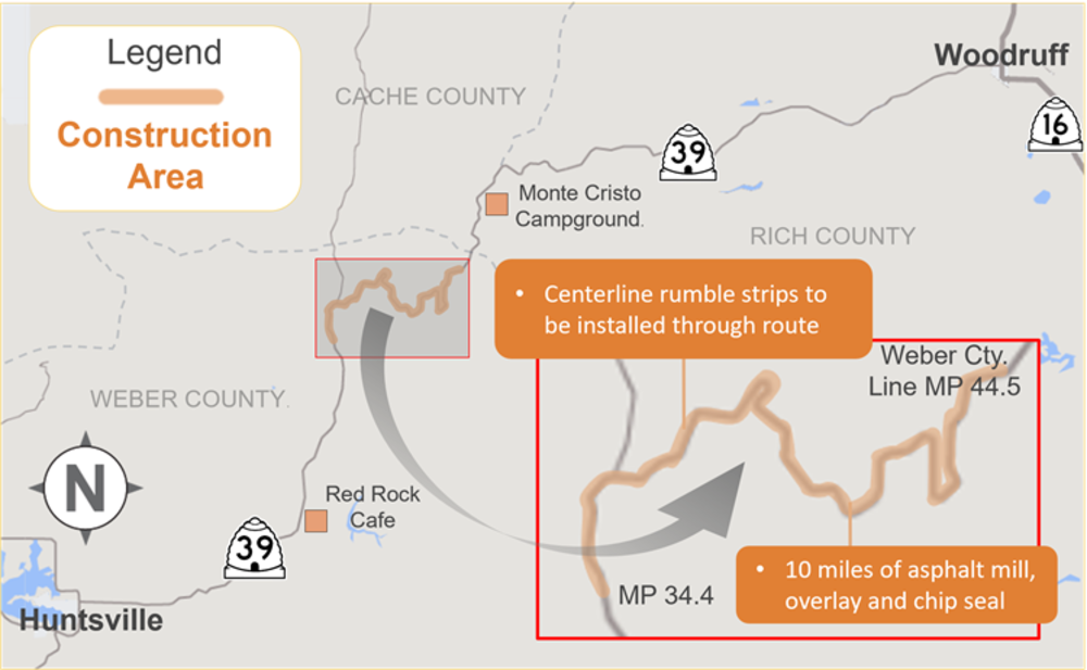 SR-39 | Huntsville to Monte Cristo Peak Paving Map