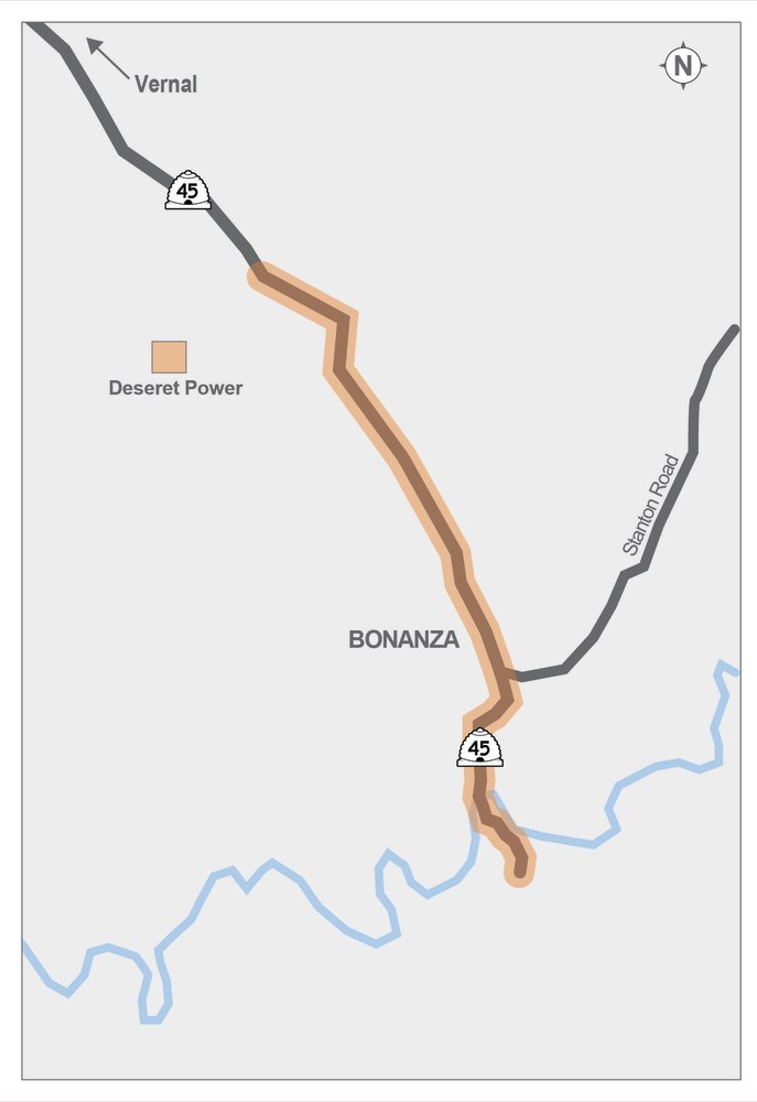 Map of SR-45 Pavement Preservation in Uintah County