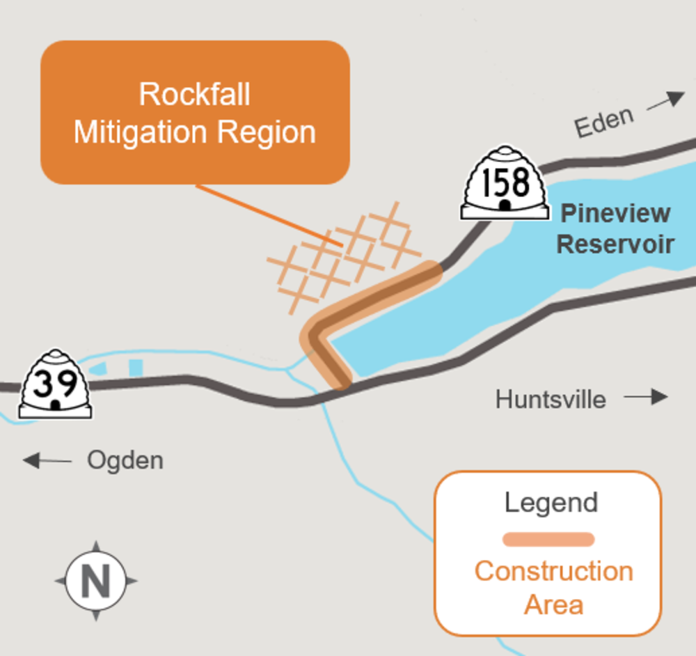 Map of the Rockfall Mitigation Region on SR-158