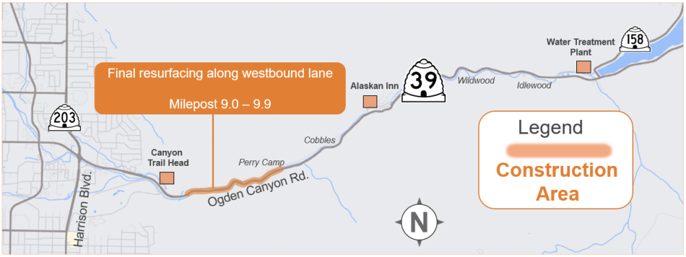 Ogden Canyon Paving Map