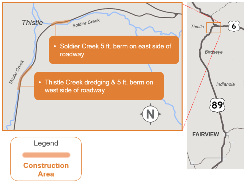 US-89 Thistle Drainage Repairs Map