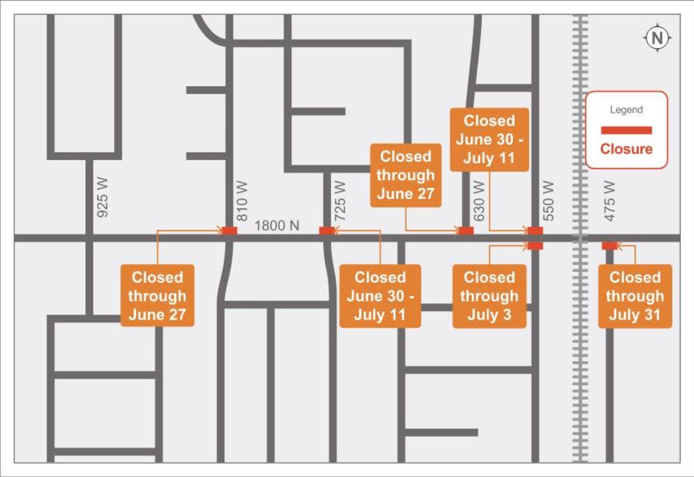 This map shows the current and upcoming side street closures. 