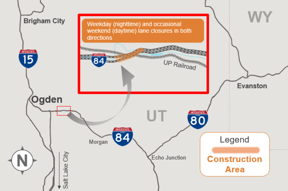 Weber Canyon | I-84 River Bridge Work Map