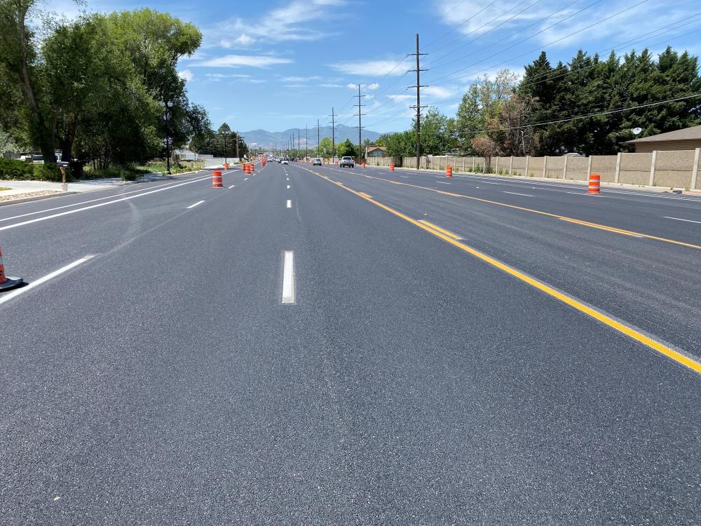 Crews have completed all paving for this project and expect to finish lane striping by the end of the month. This project widened nearly 1.5 miles of road from two lanes in each direction to three.